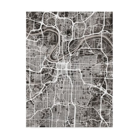 Trademark Fine Art Michael Tompsett 'Kansas City Missouri City Map Black' Canvas Art, 35x47 MT02249-C3547GG